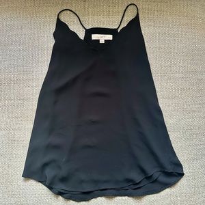 Ann Taylor LOFT - Black - Scalloped Neck Blouse Sleeveless Tank - like new - XSP